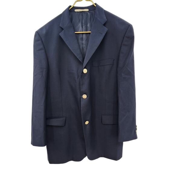 Burberry London 100% Wool 3-Button Sports Coat Blazer Navy Size 42 SHORT - Picture 1 of 11
